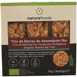 Trio de barras de amendoim biológico sem glúten
